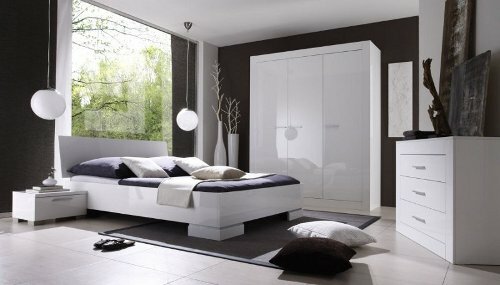 Schlafzimmer komplett Molfetta in wei Hochglanz Lack aus Italien