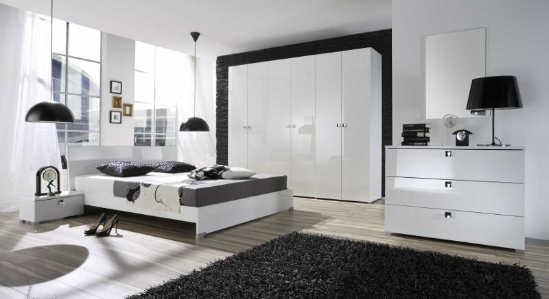 Schlafzimmer weiß Hochglanz Lack aus Italien Diamante