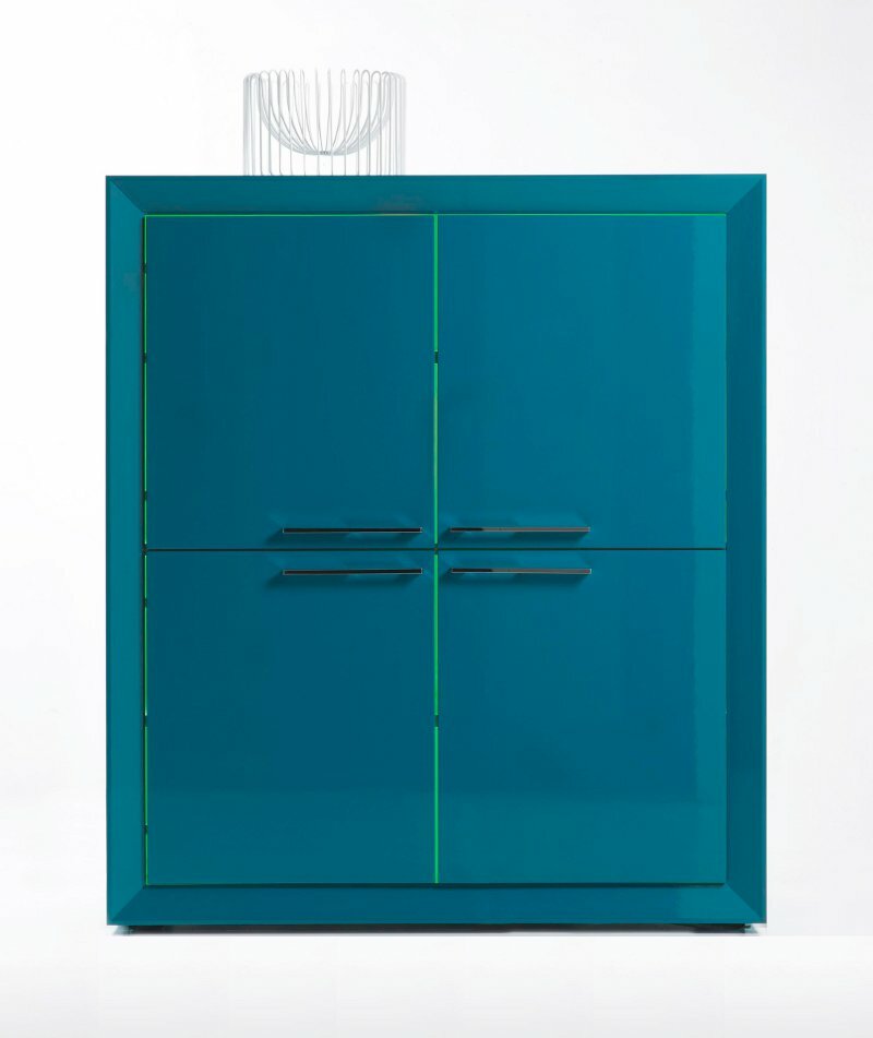 Wrfel Kommode Highboard petrol Hochglanz Lack