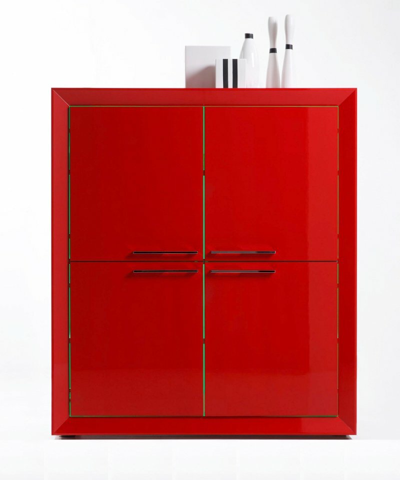 Wrfel Kommode Highboard rot Hochglanz Lack Vicenza