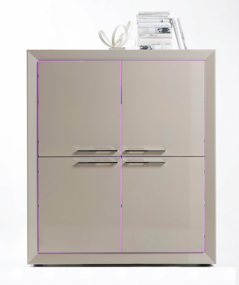 Wrfel Kommode Highboard sand Hochglanz Lack Vicenza