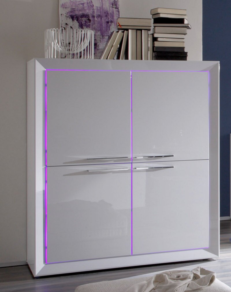 Wrfel Kommode Highboard wei Hochglanz Lack Vicenza