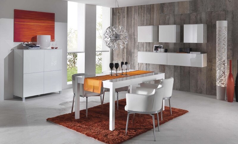 Speisezimmer Esszimmer wei Hochglanz Lack