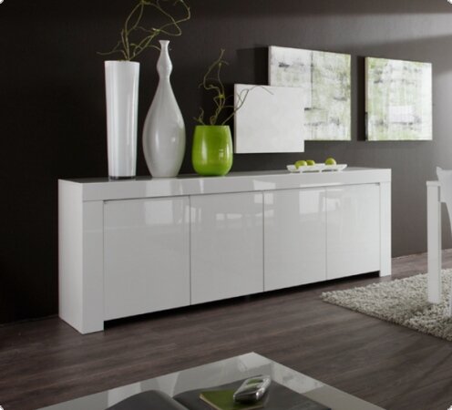Sideboard Kommode wei&szlig; Hochglanz Lack Italien Livorno1