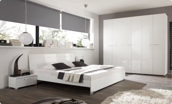 Schlafzimmer wei Hochglanz Lack Strass Italien Diamante13