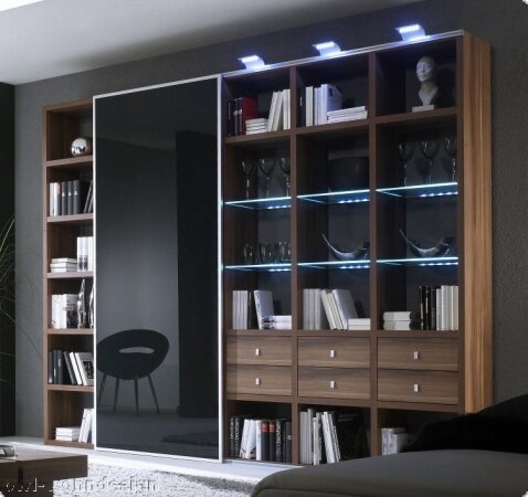 Bcherregal Regalwand Bibliothek Walnuss Tara, individuelle Planung nach Ma ist mglich, Typenplan ist hinterlegt