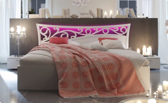 Doppelbett 180x200 cm wei&szlig; lackiert Hochglanz aus Italien Ambrova4