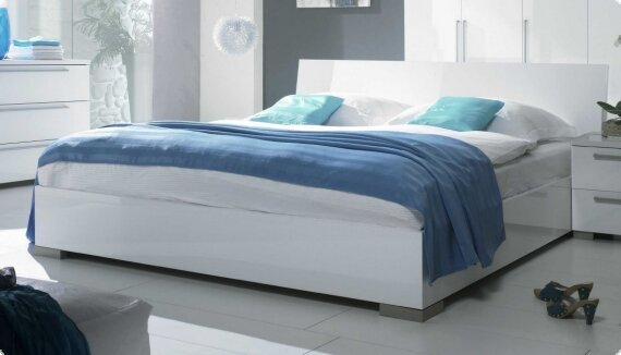 Bett Doppelbett Domicilio, 180 X 200 wei echt Hochglanz Lack Italien