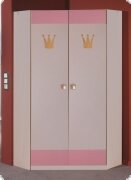 Kleiderschrank Eckschrank weiss rosa Hippo Drehtr 95 cm