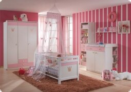 Babyzimmer Kinderzimmer weiss Rosa Hippo 6- teilig