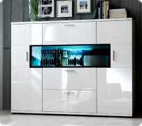 Highboard Vitrine wei Hochglanz Cordoba