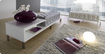 Recamiere Sideboard Stare weiss Hochglanz Lack