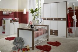 Kinderzimmer Babyzimmer weiss Nussbaum Juzi 3- teilig