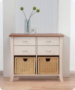 Anrichte Kommode weiss Kiefer massiv Rattankrbe Jennifer4