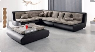 Sofagarnitur Wohnlandschaft Spitzecke Kunstleder schwarz Entry 1