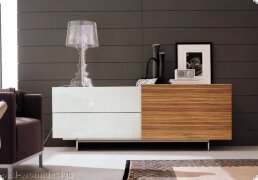 Sideboard Kommode Hochglanz Weiss Zebrano Italien Lodge