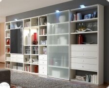 Bcherregal Wohnwand Regal Anbauwand wei Lack Tara, individuelle Planung nach Ma ist mglich, Typenplan ist hinterlegt