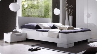 Bett Doppelbett wei Hochglanz Lack Molfetta4, verschiedene Gren lieferbar
