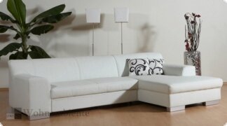 Ecksofa mit Ottomane Sofagarnitur Leder wei Tinos, verschiedene Ausfhrungen lieferbar
