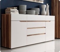 Sideboard Kommode matt wei Absatz Nussbaum Cucan6