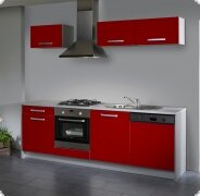 Kche Kchenblock Kchenzeile Hochglanz mit grau Melamin Cucina2