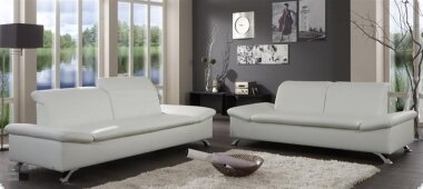 Sofa Sofagarnitur Textilleder wei 3-Sitzer und 2-Sitzer Cortina, verschiedene Ausfhrungen lieferbar