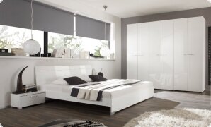 Schlafzimmer wei Hochglanz Lack Strass Italien Diamante13
