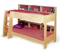 Hochbett Etagenbett mit Ablageflche Ahorn blau pink Taomis1