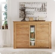 Highboard Vitrine Wildeiche teilmassiv gelt und gewachst Evela10