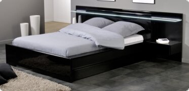 Bett Doppelbett Hochglanz Lack schwarz Ambylia, individuelle Planung m&ouml;glich, Typenplan ist hinterlegt