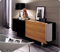 Sideboard Kommode Italien Hochglanz Lack Schwarz Zebrano Lodge