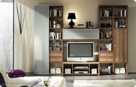 Wohnwand Regal B&uuml;cherregal Schrankwand Walnuss Tara, individuelle Planung m&ouml;glich, Typenplan ist hinterlegt